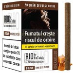 Pachet cu 50 tigari de foi cu filtru RIO Brown filter by RioTabak 65g cu aroma de caramel